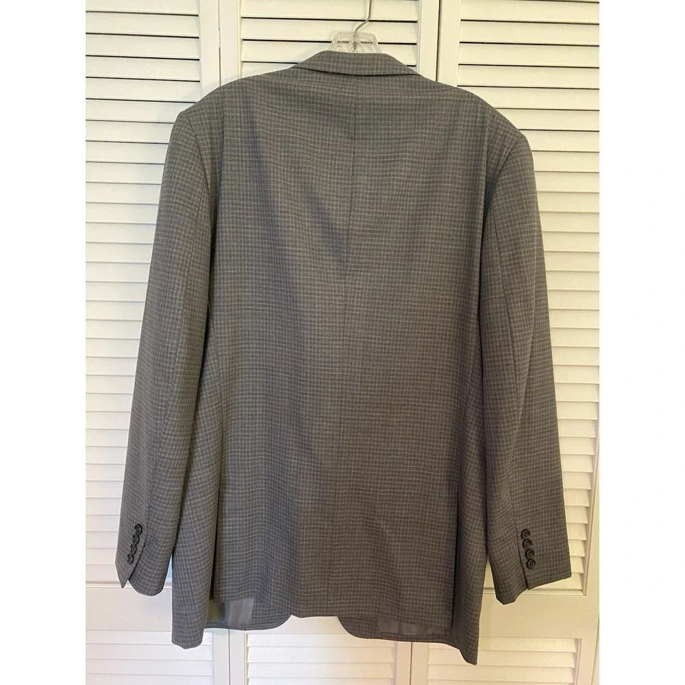 Bonobos Blazer Mens 44L Slim Fit Gray Check 100% Wool Lightweight Sport Coat